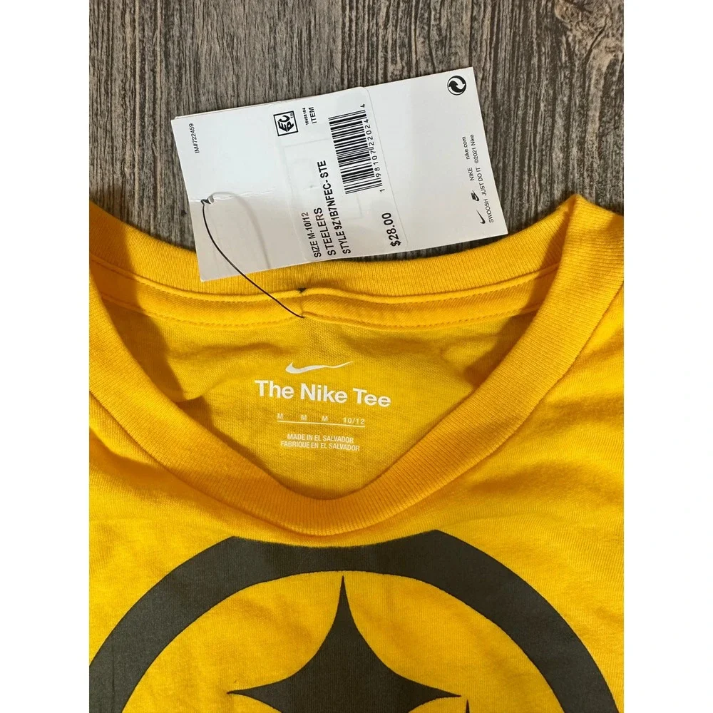 Nike Steelers Youth T-Shirt Yellow NFL Football Tee Kids Size Medium NWT